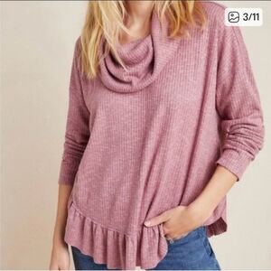 Anthropologie Maeve Women's Pink Cowl Neck Top In Rose PInk Size XS